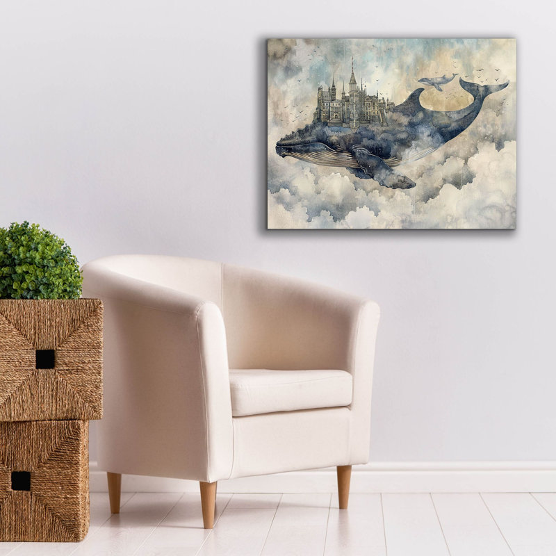 «Blue Whale And City» par Momart, art mural sur toile, H 26 po x l 34 po x P 1,5 po