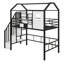 Lit mezzanine simple en métal avec toit et boîte de rangement-1387145401