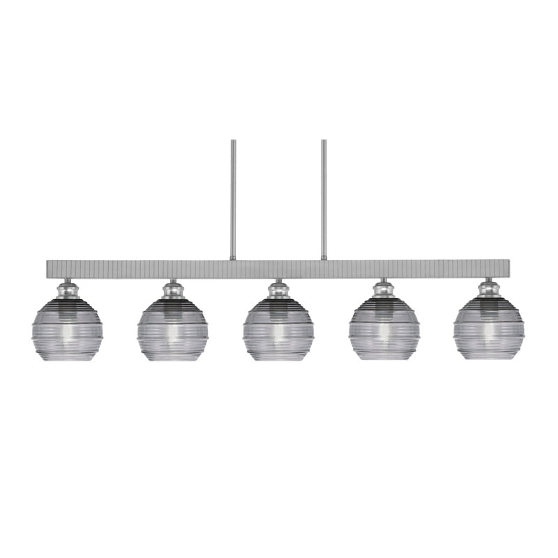 Barre d'éclairage à 5 lumières Edge avec verre de 6 po, Nickel brossé, Fumée