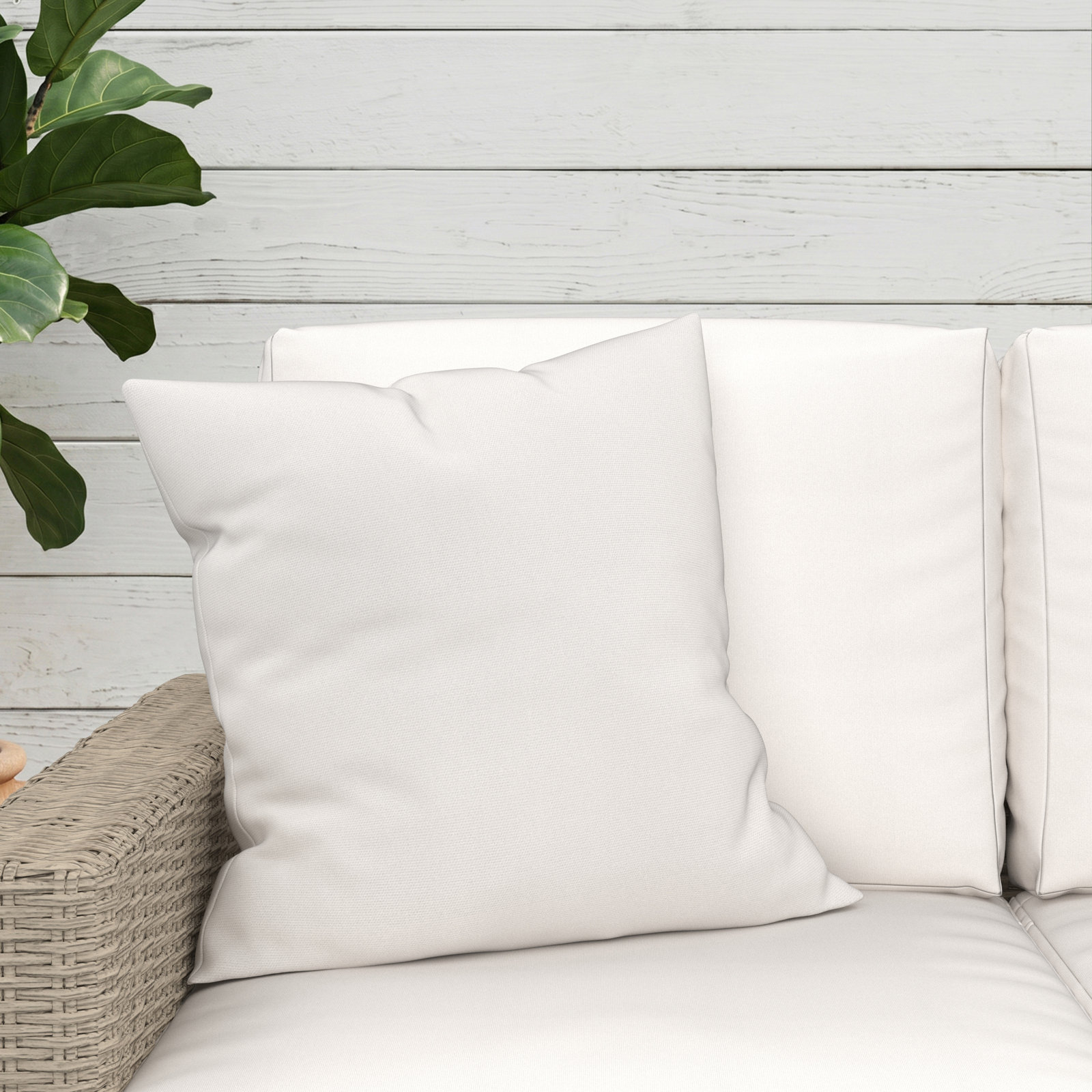 Indoor/Outdoor Throw Pillow, Square 20", Canvas Natural Sunbrella® Canvas