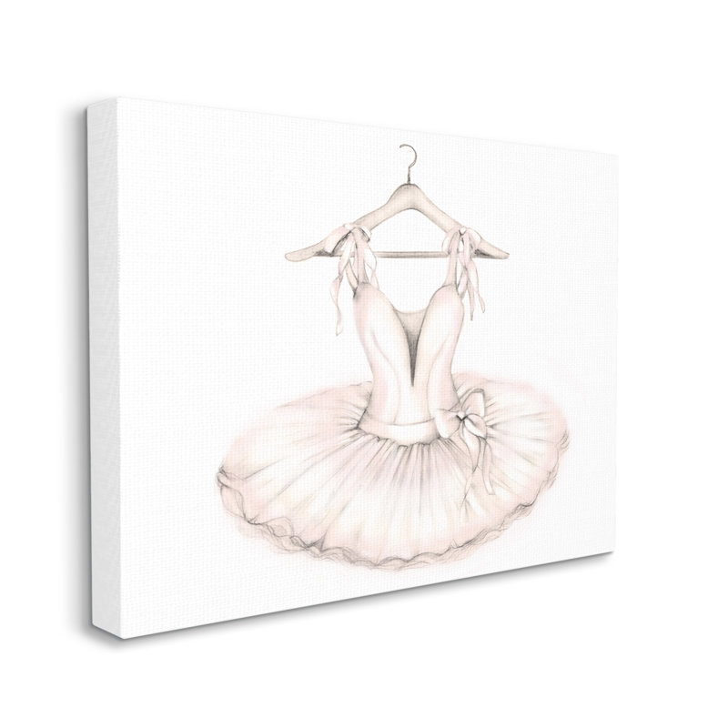 Ballerine tutu sur cintre, tenue de ballet rose - impression, Toile tendue, H 24 po x l 30 po