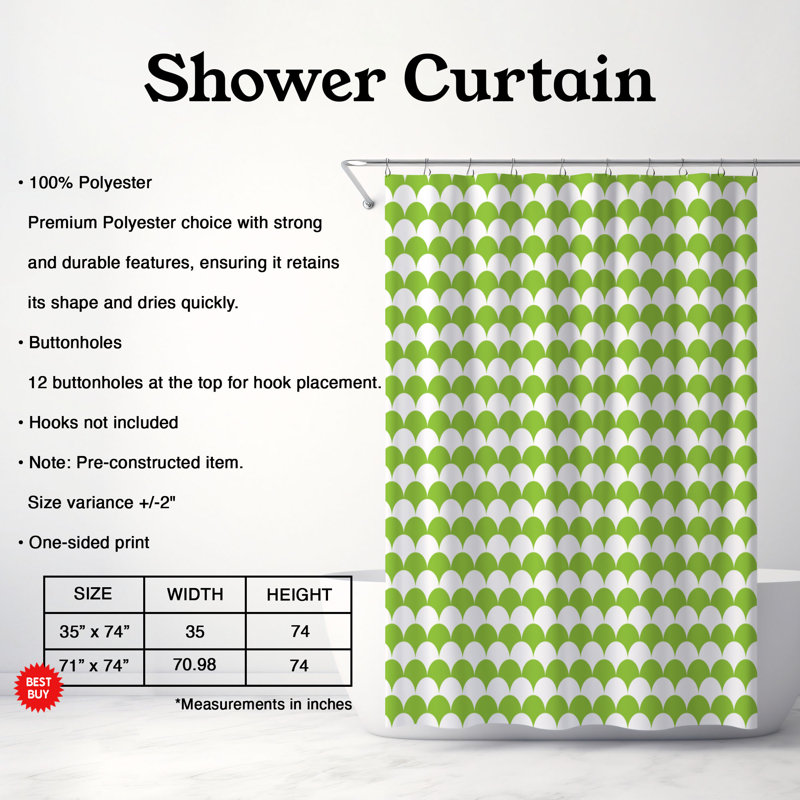 Rideau de douche Premium 22, Vert, H 74 po x l 71 po