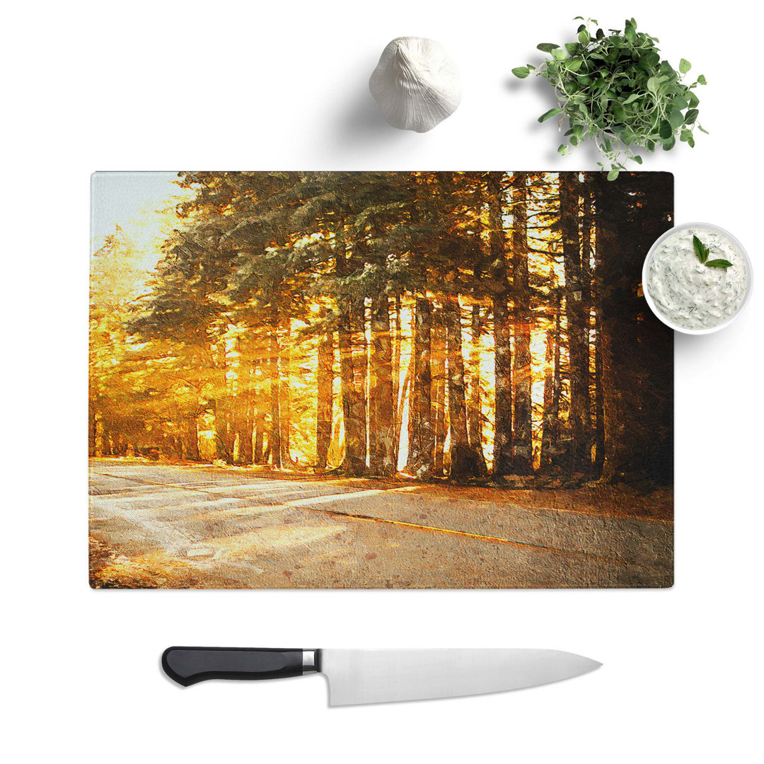 Tempered Glass Sunlight Through the Forest Chopping Board