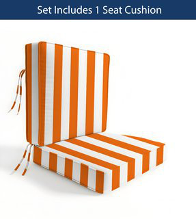 3" Deep Seat Chair Cushion Stripe Border Frame - Water-Resistant, Orange