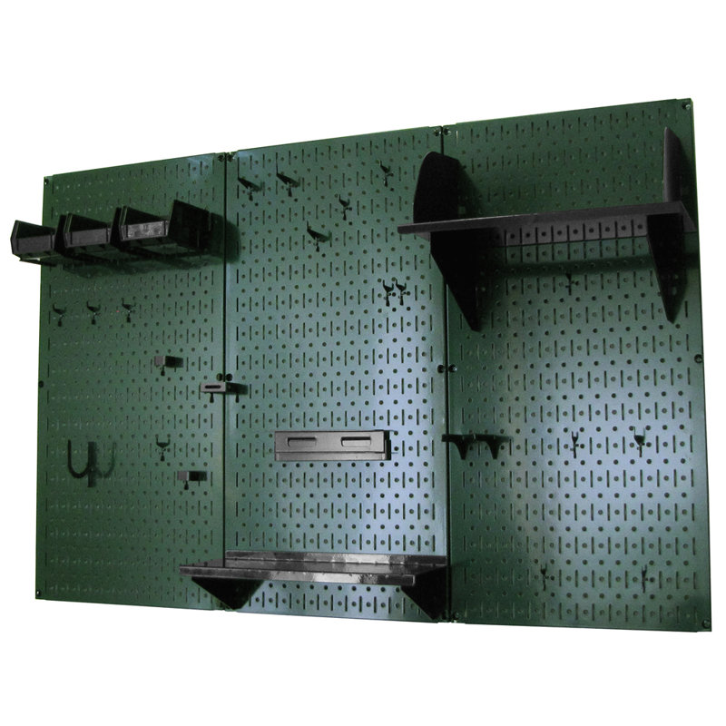 Pegboard Standard Tool Storage 32" H x 48" W Kit, Green and Black