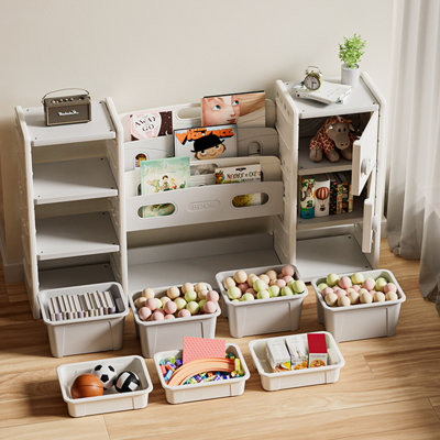 Rangement pour jouets pour enfants 8 armoires de rangement amovibles, 4 rangements pour livres et 2 rangements, bibliothèque pour enfants et rangement pour jouets pour salle de jeux, chambre à coucher, chambre d'enfant