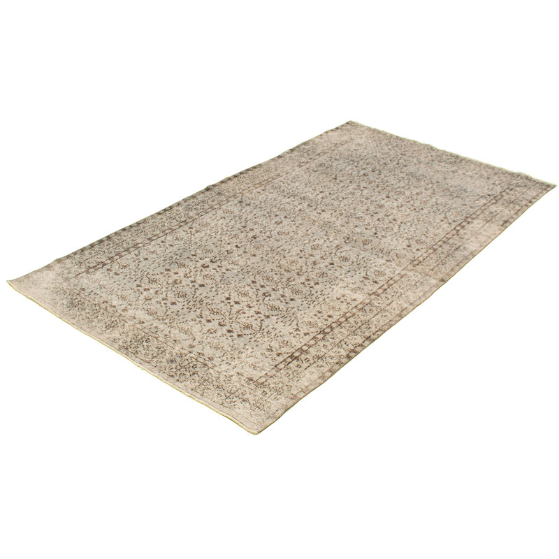 Tapis de la zone en laine 5 pi x 9 pi "one-of-kind" -noué la 1980 beige Overdyed