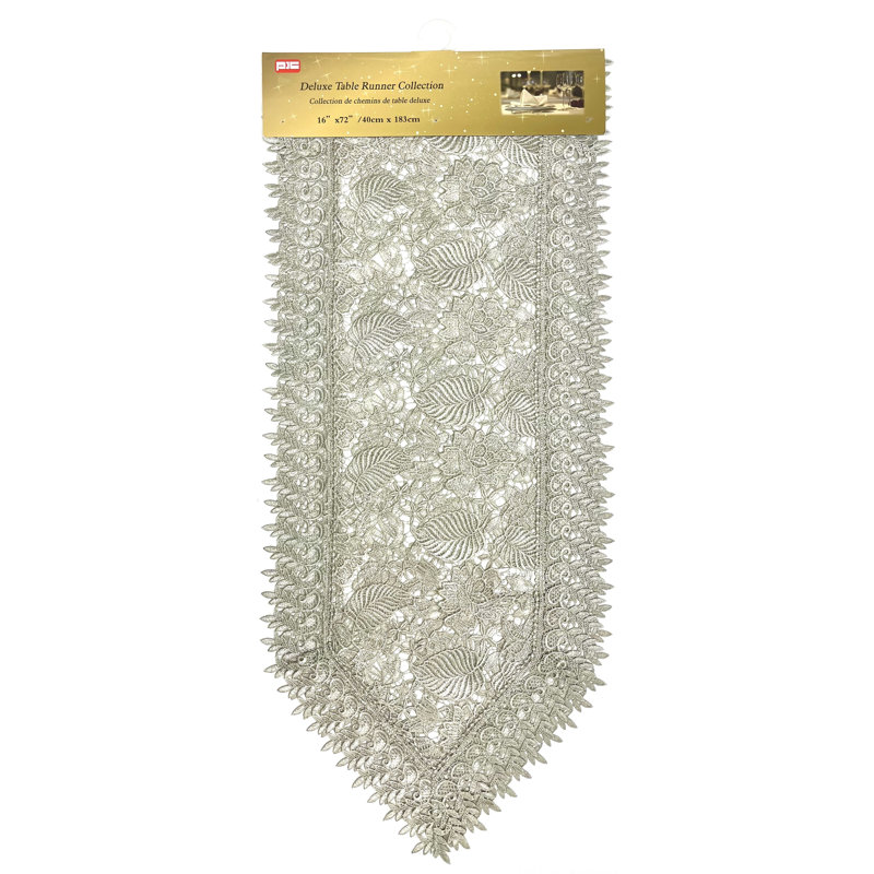 Chemin de table Novelty, 72 po x 16 po, Argent