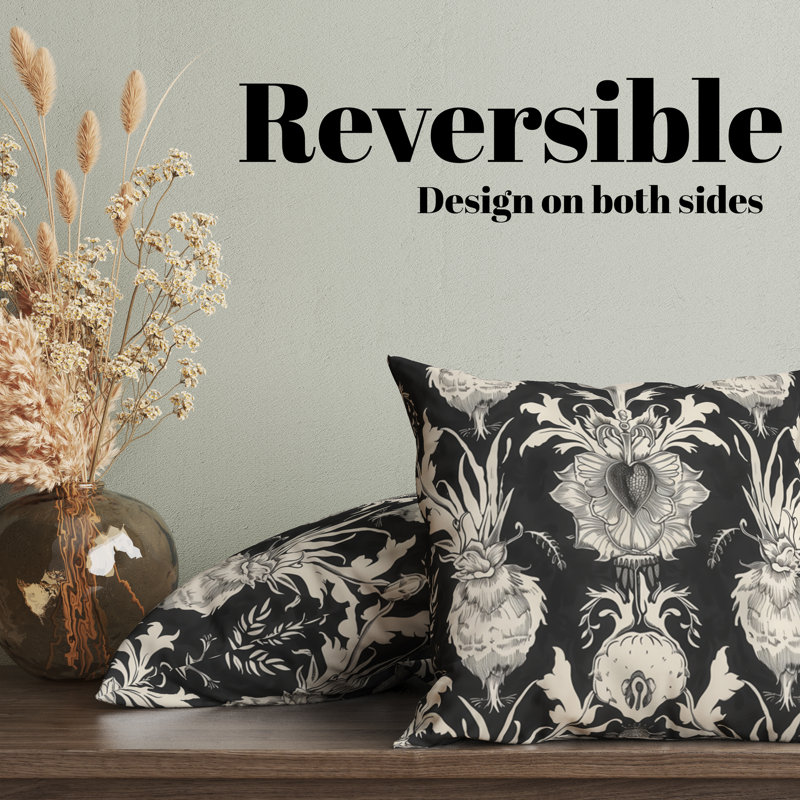 Housse de coussin réversible Floral Maximalist Floral, H 18 po x l 18 po