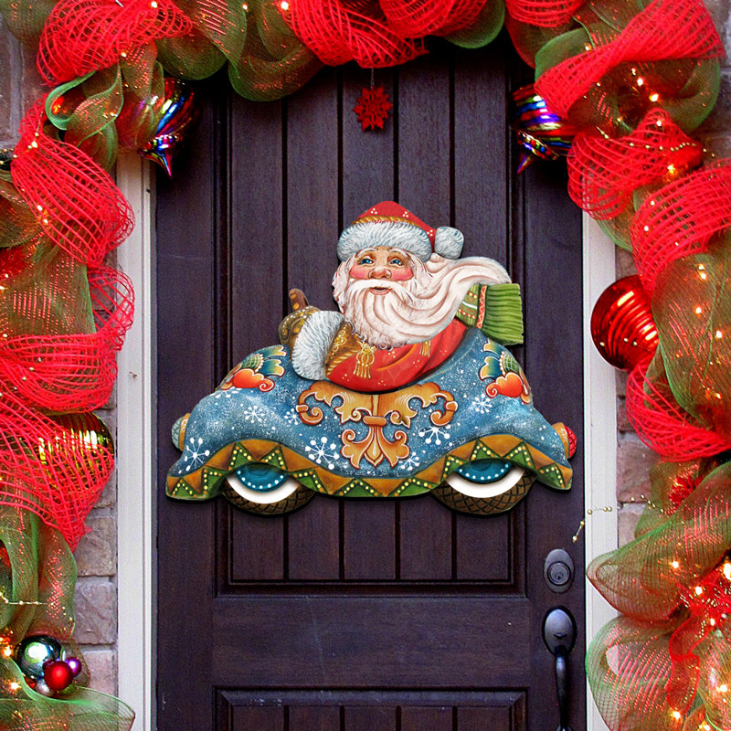 Figurine surdimensionnée père noël en voiture