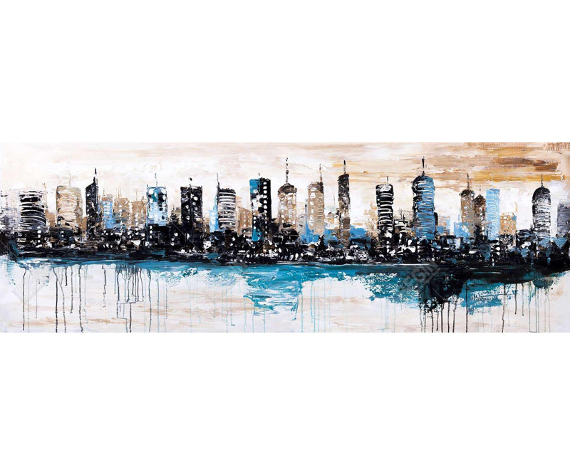 Bâtiments à l'horizon, impression sur toile, H 60 po x l 20 po