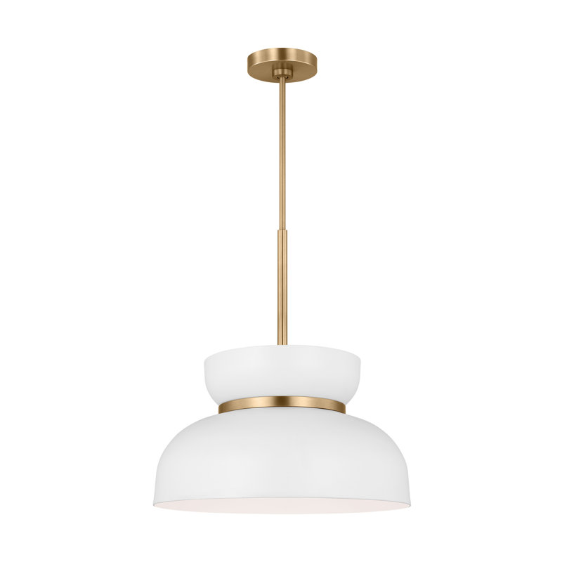 Luminaire suspendu moyen 1 lumière Pemberton, Blanc mat
