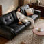 Black Genuine Leather Standard Sofa cushion Threeseat-808530149
