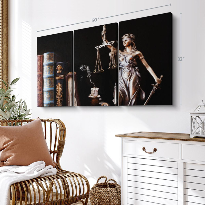 "Symbolique Lady Justice" sur toile, H 32 po x l 50 po x P 1,25 po