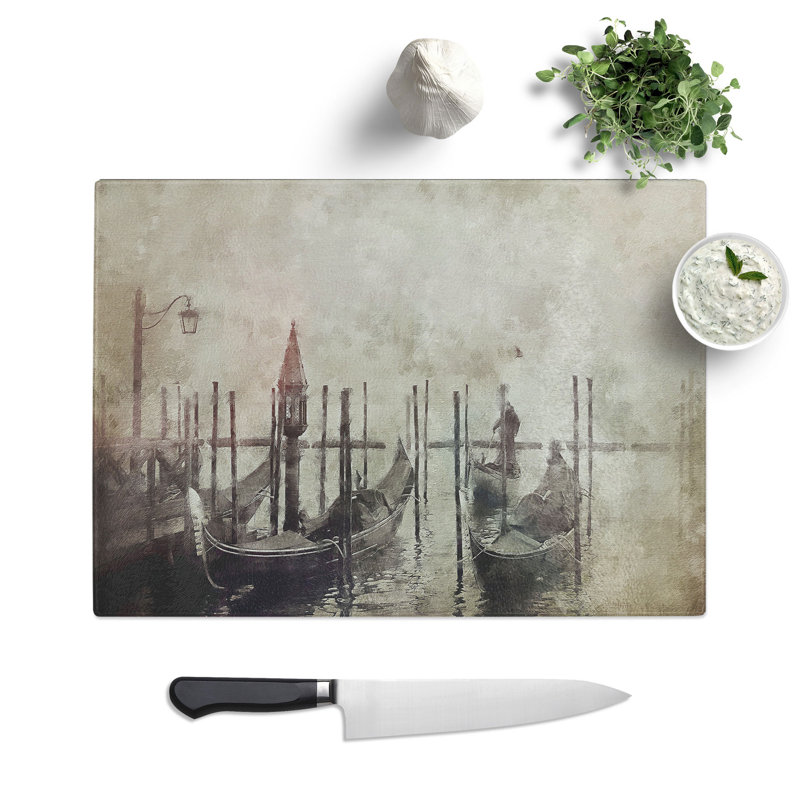 Gondolas in Venice Vol.1 Chopping Board, 0.4cm H x 20cm W x 28.5cm L