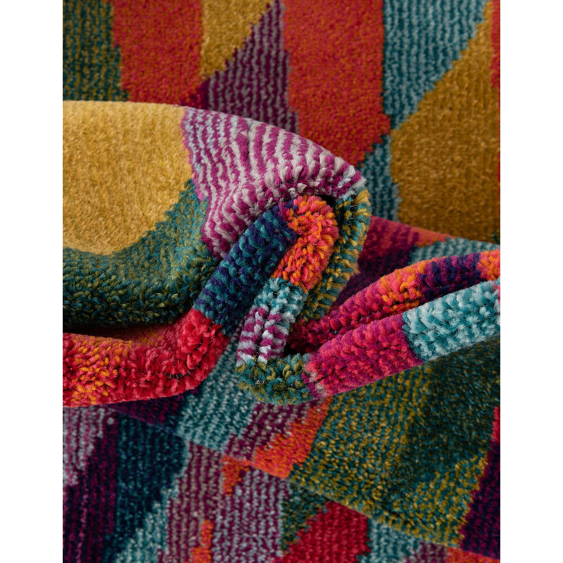Auyeung Washable Geometric Indoor Rug, Runner 2'7" x 10'