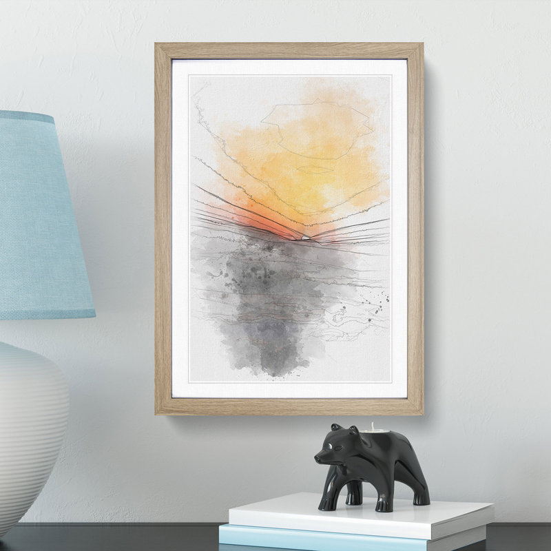 Indian Sunrise - Single Picture Frame Painting on MDF, Oak Framed, 33cm H x 24cm W x 2cm D