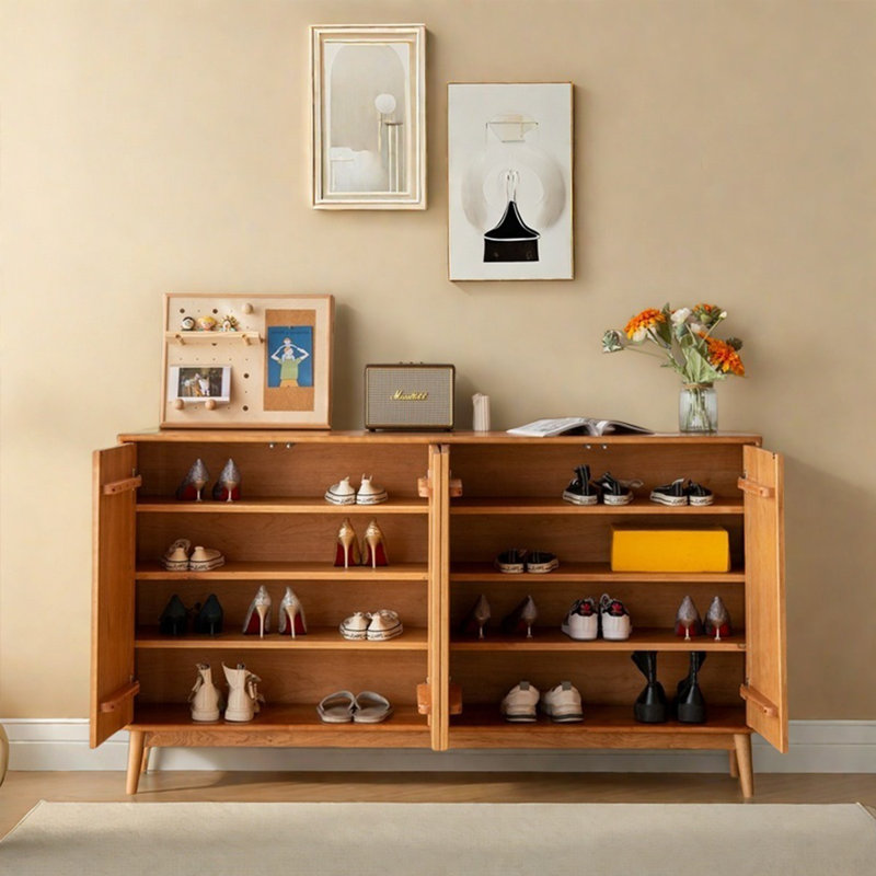 Armoire de rangement moderne et polyvalente en bois massif pour chaussures
