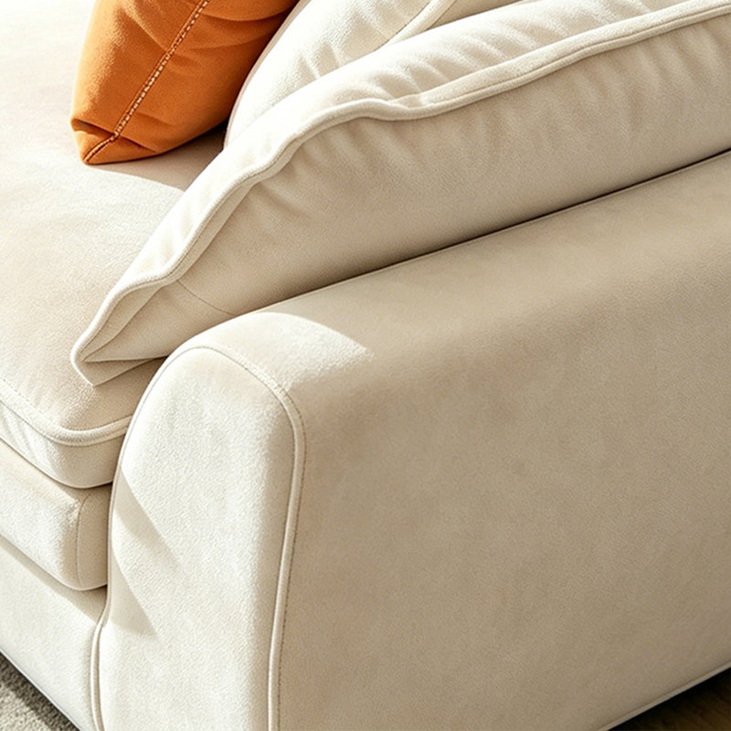 Chaise avec accoudoirs en velours blanc crème