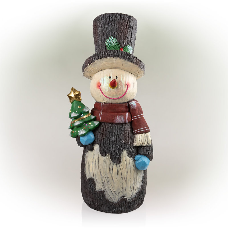 48"H Outdoor Solar Snowman Statue Holiday Decoration with Color Changing LED Lights