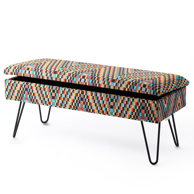 Polyester Upholstered Storage Bench, 44cm H x 110cm W x 35cm D