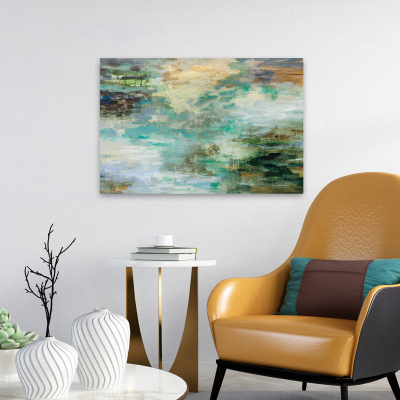 Marais - Abstrait bleu turquoise / brun, H 24 po x l 16 po