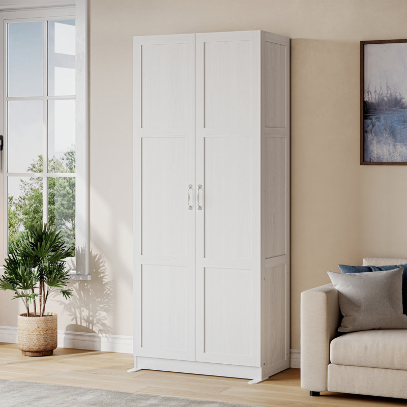 71‘’ H Storage Cabinet, Large Capacity Wardrobe, Wooden Storage Unit, White