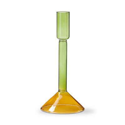 Draper Green Multi Borosilicate Glass Taper Candle Holder 3.35x3.35x7.28 in