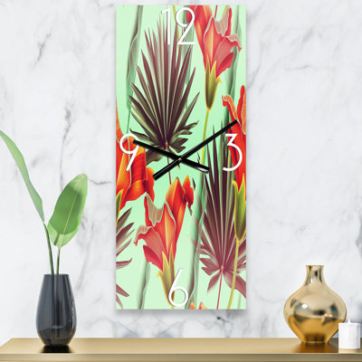 Horloge murale fleurs tropicales