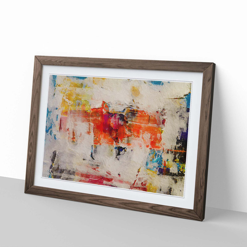 Abstract Vol.309 by S.Johnson - Single Picture Frame Painting, 24cm H x 33cm W x 2cm D, Walnut Framed