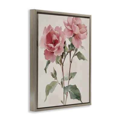 Watercolor Roses Pink Floras Floating Frame, design by Petal Prints Design