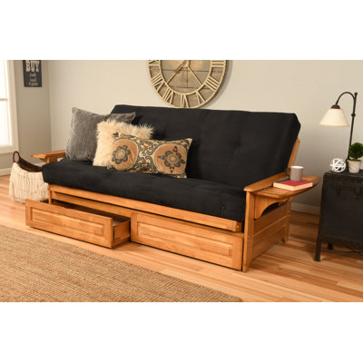 Johnte Full 80" Futon Frame and Mattress with Drawer set by Winston Porter