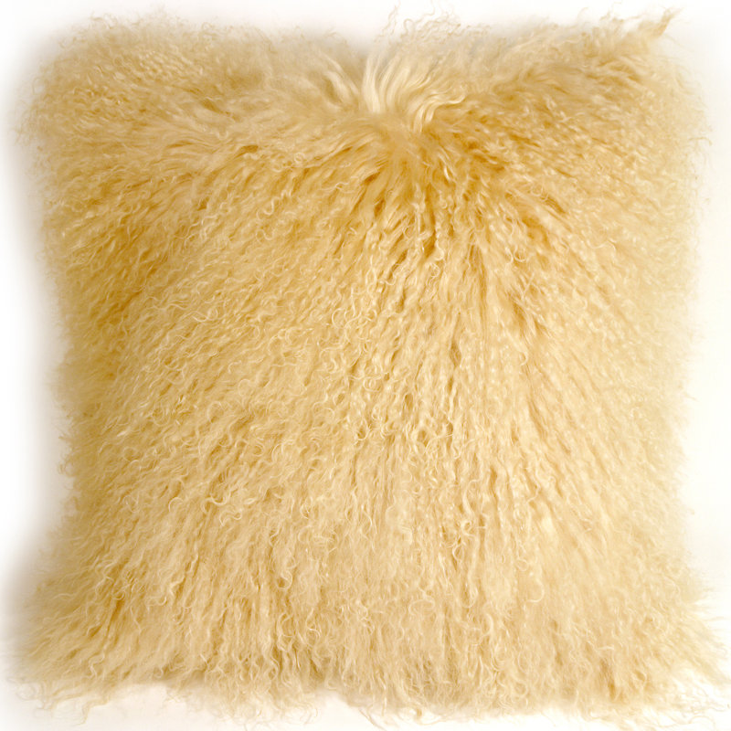 Wool Reversible Throw Pillow, Champange, Polyfill Insert