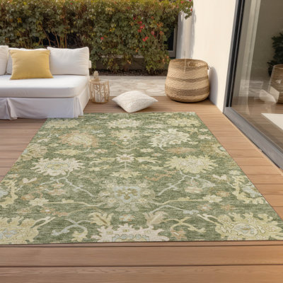 Machine Washable Indoor/Outdoor Cicel ACN1150 Aloe Rug