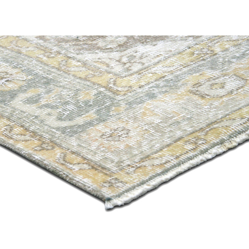 Tapis de couloir unique en laine noué à la main de style années 1960 de 4 pi 8 po x 12 pi 4 po beige / gris