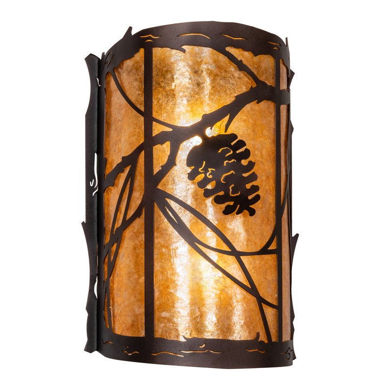 1 - Light Flush Mounted Sconce, 2, Amber, Mahogany Bronze