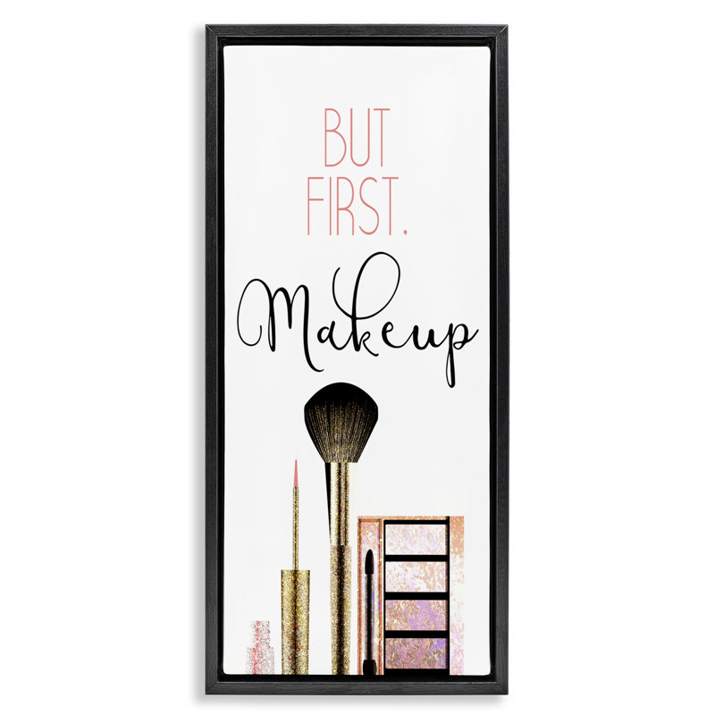 "Premier maquillage", "Modern Beauty", encadrée par Kimberly Allen ygg-101, H 25 po x l 11 po, Cadre flottant noir de jais