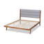 Lit plateforme grand en tissu Bristol gris et tissu d'ameublement au fini brun noyer Bristol (grand)-1274883626-1274883625