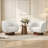 32.5″ Sculptural Boucle Swivel Chair with Thick Wood Base-133251270
