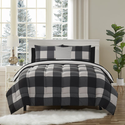 8 Piece Buffalo Plaid Bed In A Bag Comforter And Sheet Set By Sweet Home Collection - Queen