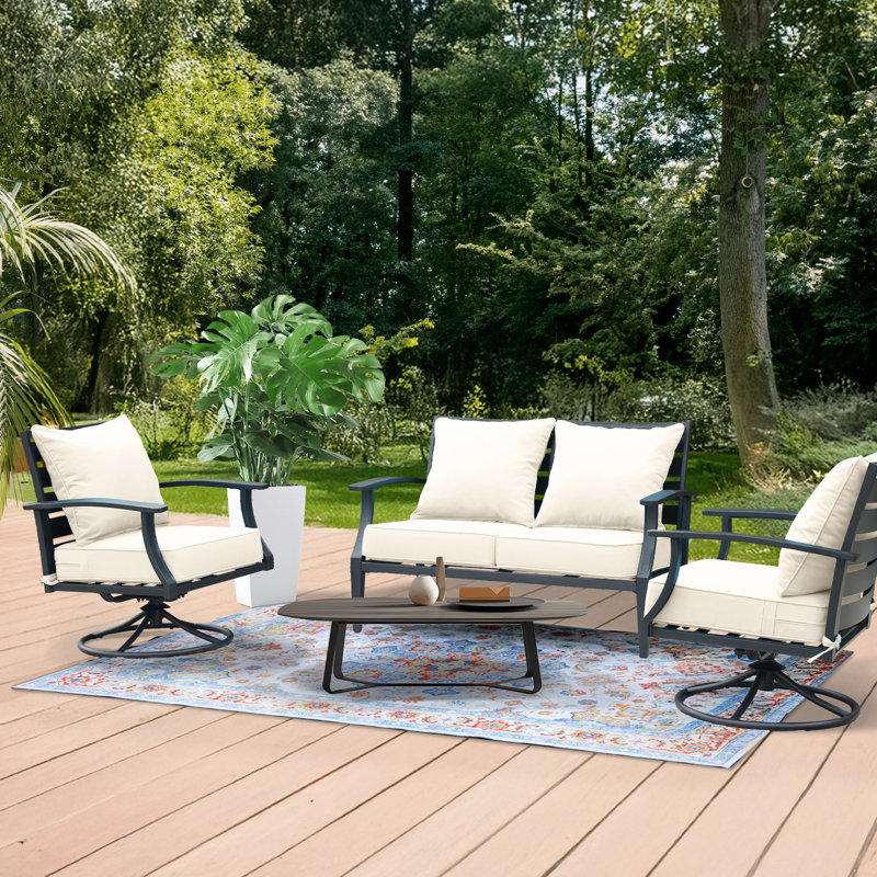 Ensemble de coussins de siège d'extérieur, Jaune crème, L 22 po x P 24 po