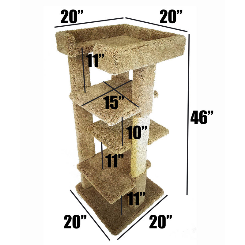 New Cat Condos Mid-Height Vertical Cat Condo for Compact Spaces & Multi-Cat Homes, Brown, Medium (46" H x 20" W x 20" D)
