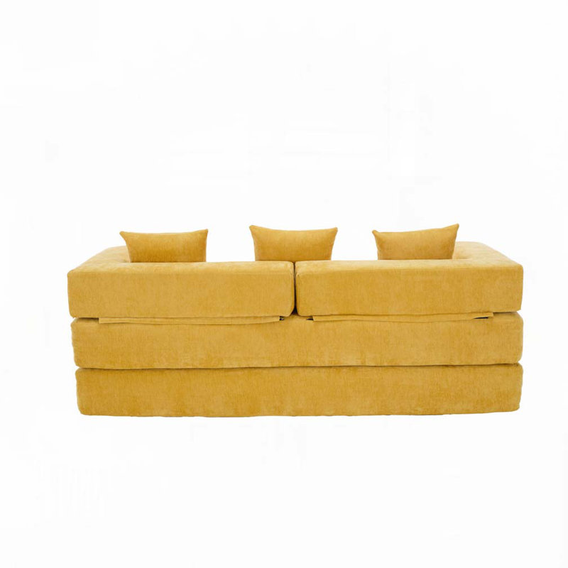 Canapé-lit pliant avec coussins Chenille, Jaune