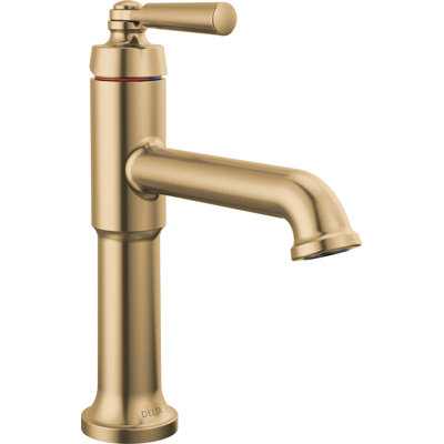 Saylor Brushed Gold Bathroom Faucet, Single Hole Bathroom Sink Faucet for Vanity, Metal Push-Pop Drain Assembly, Champagne Bronze