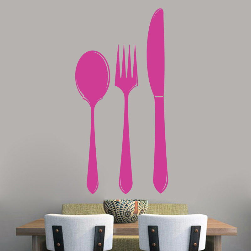 Adhésif décoratif cuillère fourchette, Rose vif