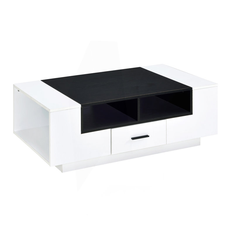 Table basse blanche et noire avec rangement