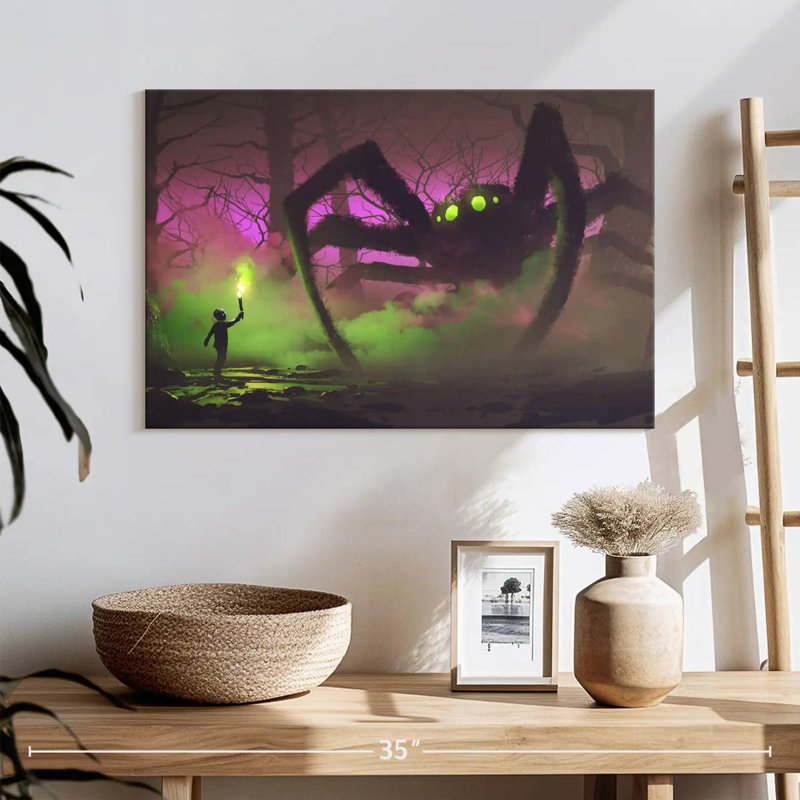 Boy And Giant Spider, 16" H x 24" W