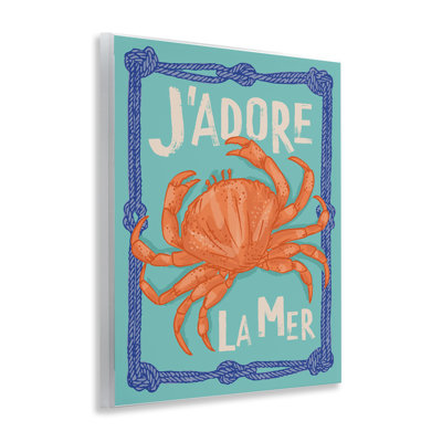  J'adore La Mer Crab Wall Plaque Art by Lisa Perry Whitebutton