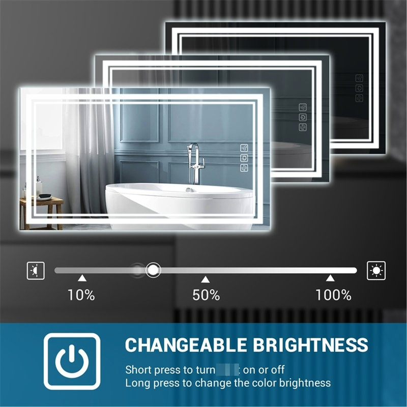 Miroir de salle de bain 5 Hm 40 "X 24", 5 minutes, 3 couleurs à intensité variable, Cri90 +, fonction mémoire, réflexion à l'avant et à l'arrière, réglable et rétroéclairé, meuble-lavabo mural