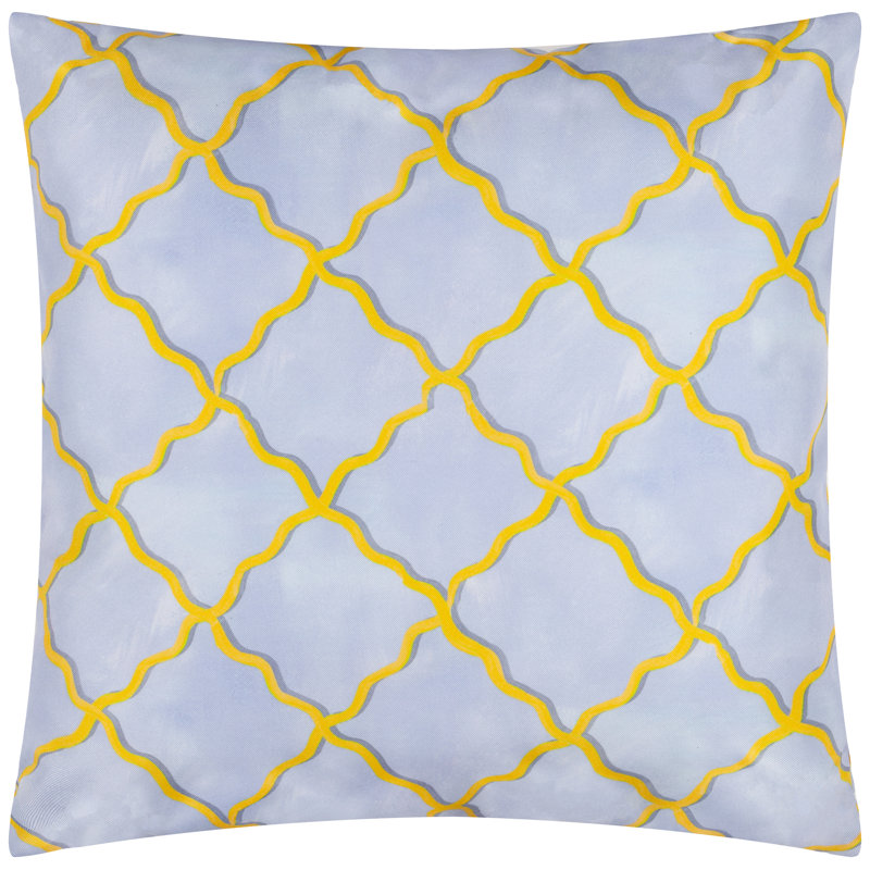 Citrus Trellis Indoor / Outdoor Geometric Blue Square Cushion, Pillow Cover Only - No Insert